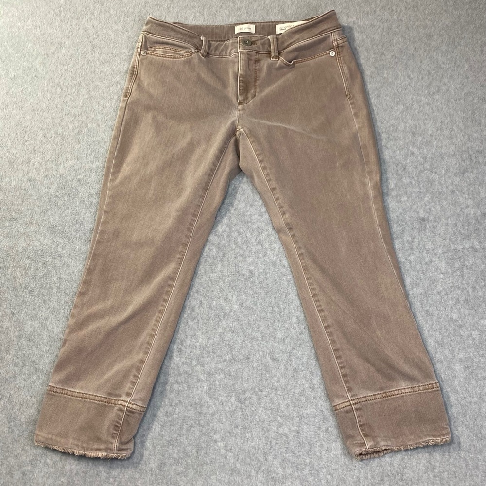 J. Jill Denim Authentic Fit‎ Cropped Jeans Women's Sz 2P Tan/Taupe Raw Hem EUC